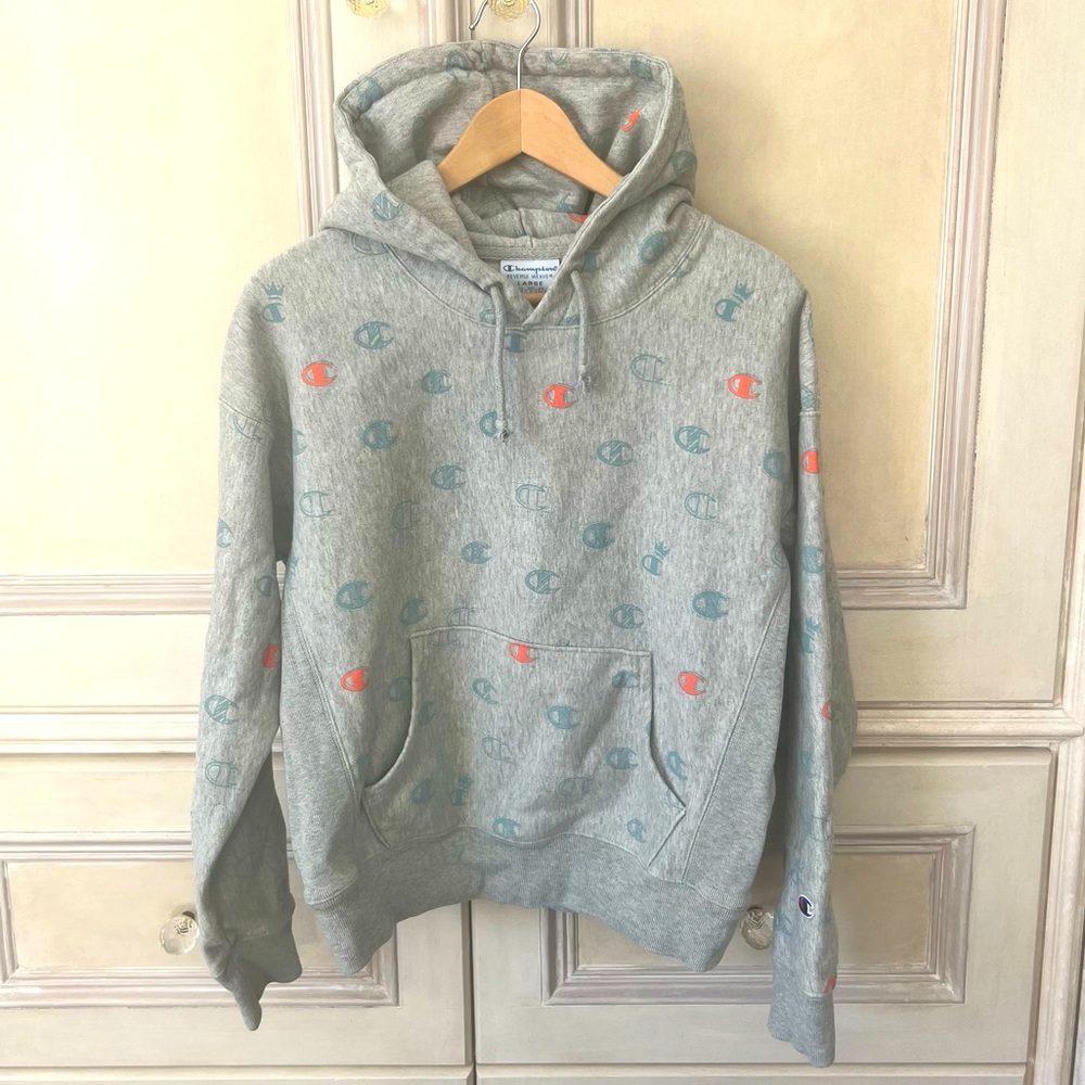 Champion monogram sweatshirt hoodie Shirt - kid Large 14-16  also fits Woman XS